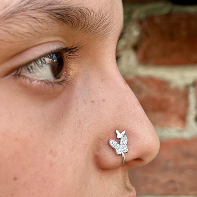 Butterfly Silver NoseClip